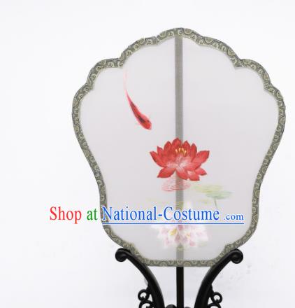 China Suzhou Embroidered Lotus Fan Traditional Song Dynasty Palace Fan Classical Dance Silk Fan