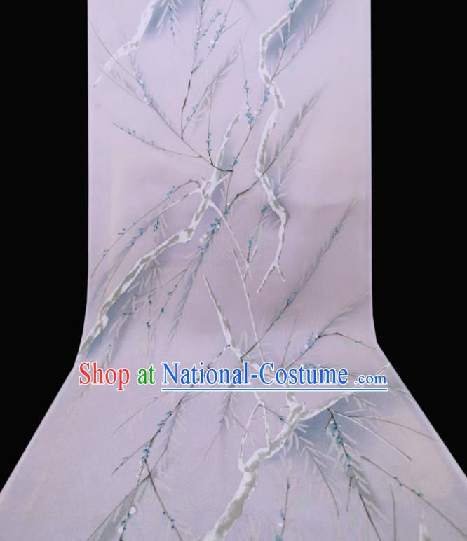 Asian Japanese Kimono Cloth Drapery Japan Classical Lilac Brocade Traditional Silk Fabric