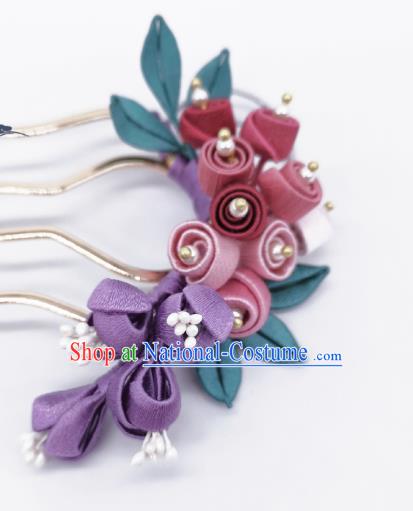 Chinese Traditional Hanfu Hairpin Handmade Ancient Princess Silk Convallaria Hair Comb