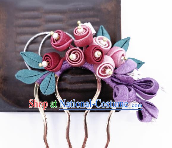 Chinese Traditional Hanfu Hairpin Handmade Ancient Princess Silk Convallaria Hair Comb