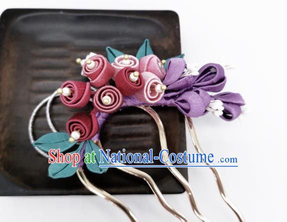 Chinese Traditional Hanfu Hairpin Handmade Ancient Princess Silk Convallaria Hair Comb