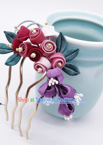 Chinese Traditional Hanfu Hairpin Handmade Ancient Princess Silk Convallaria Hair Comb