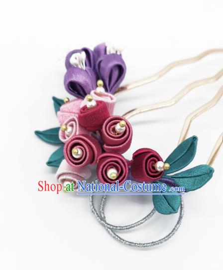 Chinese Traditional Hanfu Hairpin Handmade Ancient Princess Silk Convallaria Hair Comb