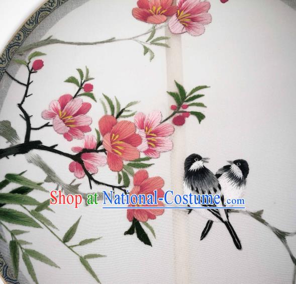 China Classical Silk Circular Fan Traditional Hanfu Palace Fan Suzhou Embroidered Begonia Fan