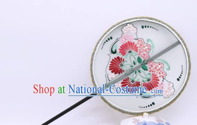 China Handmade Silk Circular Fan Traditional Hanfu Fans Suzhou Embroidery Palace Fan