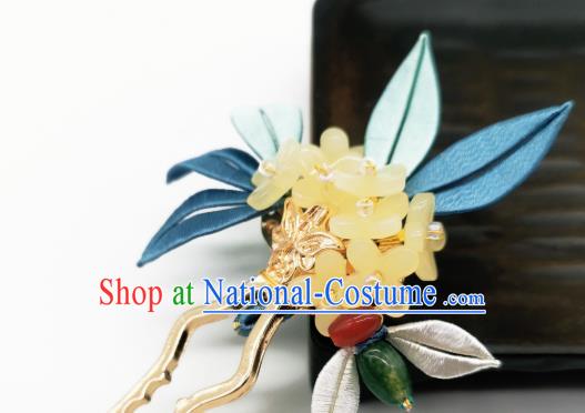 Chinese Traditional Ming Dynasty Hair Stick Handmade Hanfu Hair Accessories Ancient Young Beauty Osmanthus Hairpin