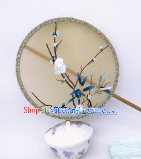 China Ancient Song Dynasty Princess Palace Fan Traditional Silk Fan Classical Embroidered Plum Blossom Circular Fans