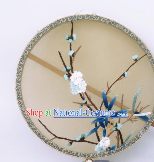 China Ancient Song Dynasty Princess Palace Fan Traditional Silk Fan Classical Embroidered Plum Blossom Circular Fans