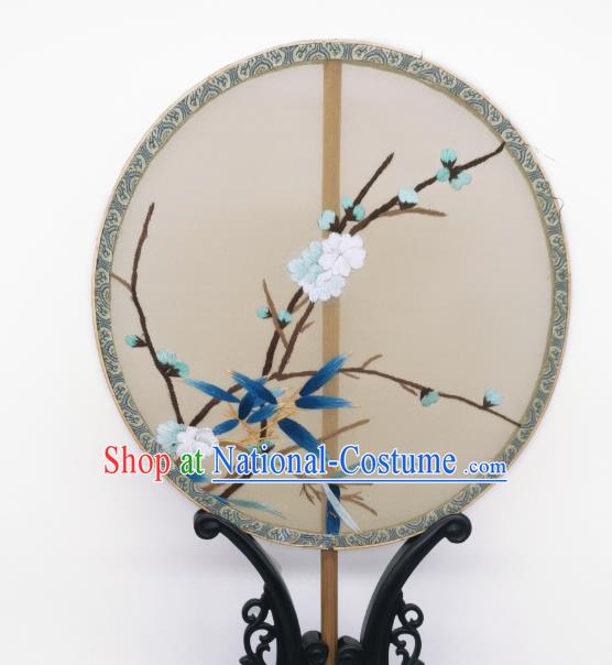 China Ancient Song Dynasty Princess Palace Fan Traditional Silk Fan Classical Embroidered Plum Blossom Circular Fans