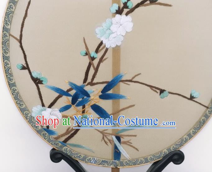 China Ancient Song Dynasty Princess Palace Fan Traditional Silk Fan Classical Embroidered Plum Blossom Circular Fans