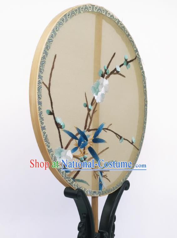 China Ancient Song Dynasty Princess Palace Fan Traditional Silk Fan Classical Embroidered Plum Blossom Circular Fans