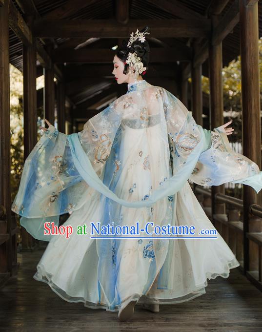 Traditional China Tang Dynasty Imperial Concubine Embroidered Costumes Ancient Court Beauty Hanfu Dress Clothing