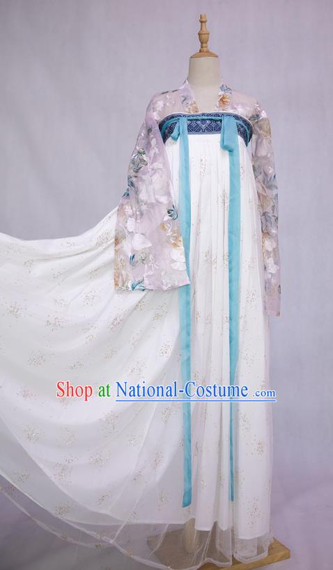 Traditional China Tang Dynasty Imperial Concubine Embroidered Costumes Ancient Court Beauty Hanfu Dress Clothing