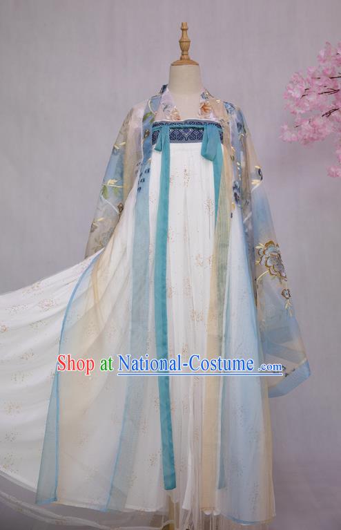 Traditional China Tang Dynasty Imperial Concubine Embroidered Costumes Ancient Court Beauty Hanfu Dress Clothing