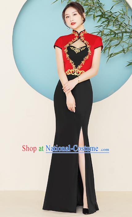 China Catwalks Qipao Dress Woman Sexy Clothing Stage Performance Fishtail Cheongsam