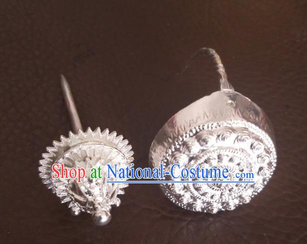 China Guizhou Miao Nationality Folk Dance Silver Hairpin Traditional Ethnic Woman Hair Accessories