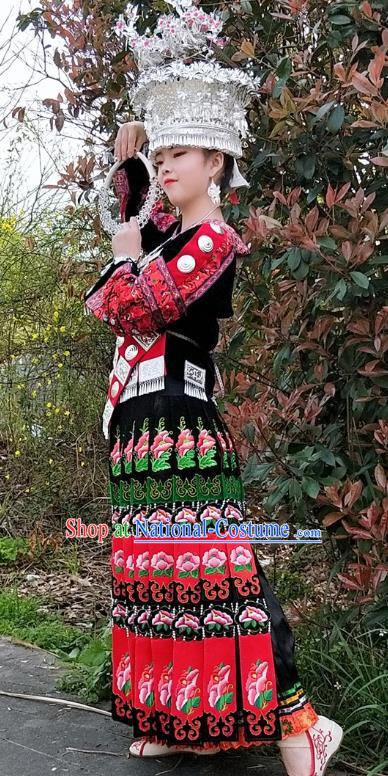 Chinese Guizhou Hmong Ethnic Stage Performance Costumes Traditional Miao National Minority Wedding Bride Clothing