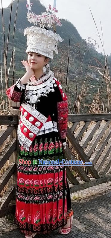 Chinese Guizhou Hmong Ethnic Stage Performance Costumes Traditional Miao National Minority Wedding Bride Clothing