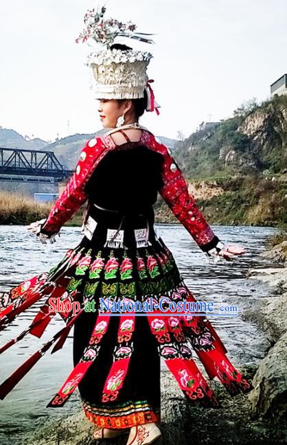 Chinese Guizhou Hmong Ethnic Stage Performance Costumes Traditional Miao National Minority Wedding Bride Clothing