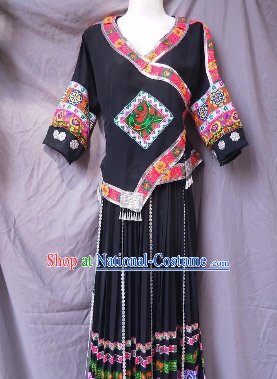 Chinese Hmong Ethnic Woman Folk Dance Costumes Traditional Miao National Minority Clothing