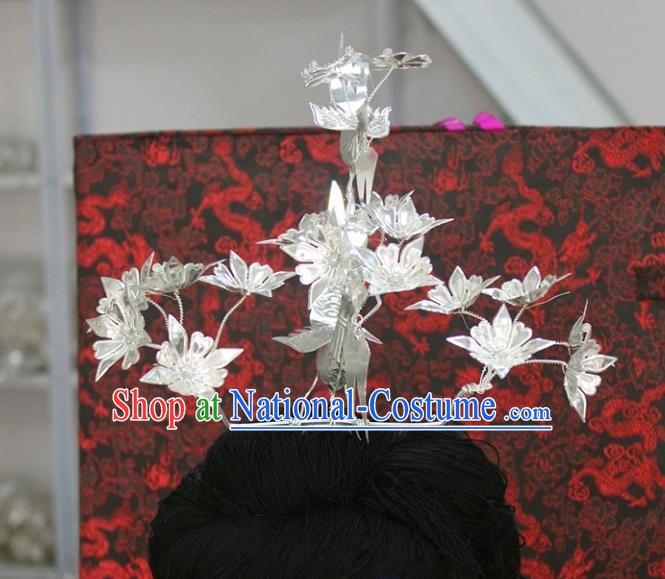 China Traditional Hair Accessories Hmong Ethnic Phoenix Hair Crown Guizhou Miao Nationality Silver Headwear