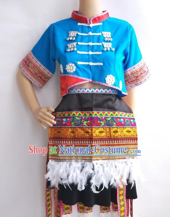 Chinese Guizhou Hmong Ethnic Stage Performance Costumes Traditional Miao National Minority Woman Pheasant Dance Clothing