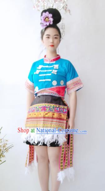 Chinese Guizhou Hmong Ethnic Stage Performance Costumes Traditional Miao National Minority Woman Pheasant Dance Clothing