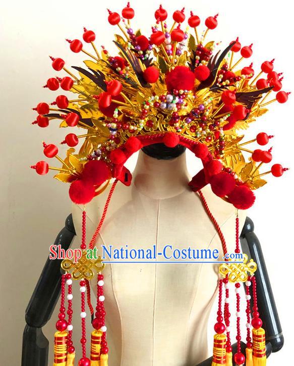 China Traditional Wedding Phoenix Coronet Handmade Peking Opera Hat Beijing Opera Headdress