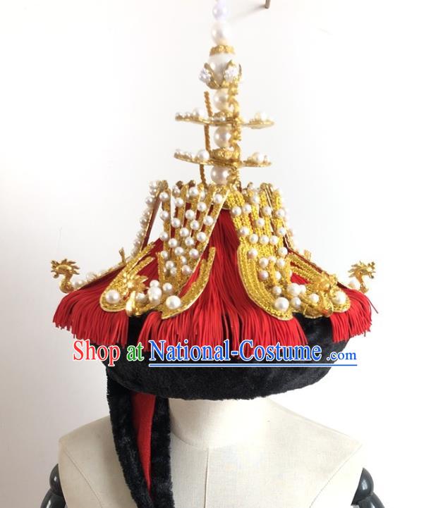 China Traditional Qing Dynasty Empress Hat Handmade Ancient Imperial Queen Phoenix Coronet Headwear