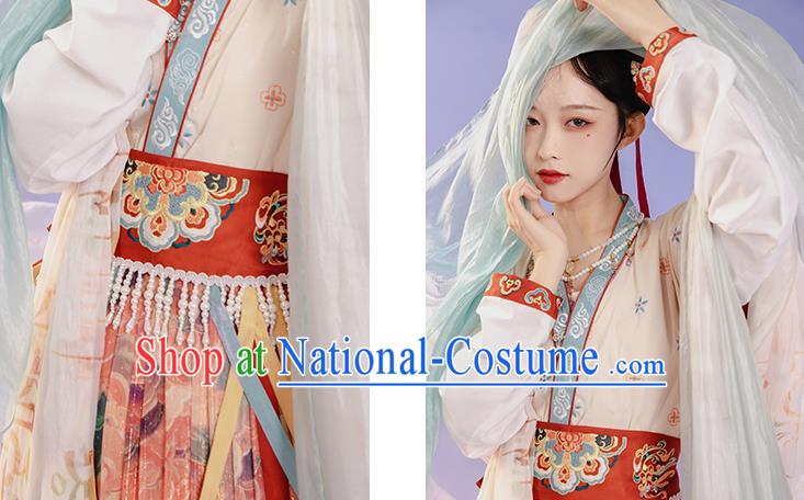 China Ancient Palace Princess Embroidered Costumes Traditional Tang Dynasty Court Lady Replica Clothing