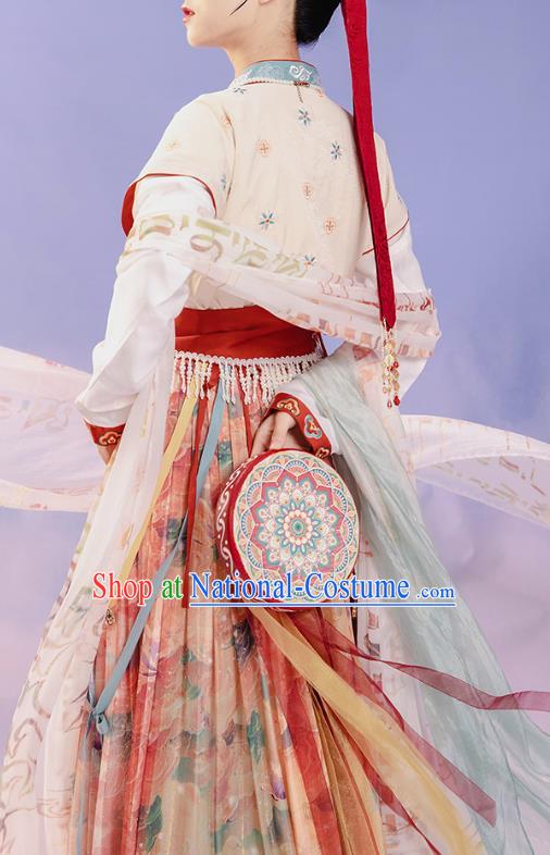 China Ancient Palace Princess Embroidered Costumes Traditional Tang Dynasty Court Lady Replica Clothing