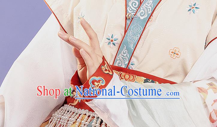 China Ancient Palace Princess Embroidered Costumes Traditional Tang Dynasty Court Lady Replica Clothing