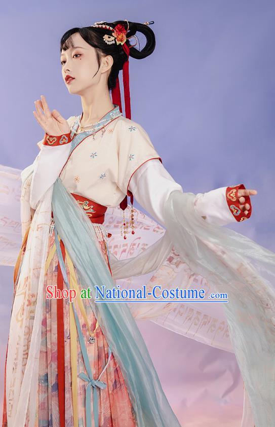 China Ancient Palace Princess Embroidered Costumes Traditional Tang Dynasty Court Lady Replica Clothing