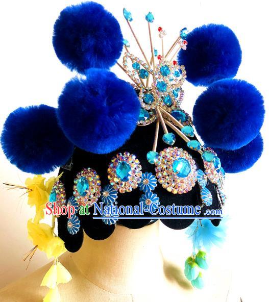 China Handmade Beijing Opera Diva Headdress Traditional Peking Opera Hair Accessories for Kids