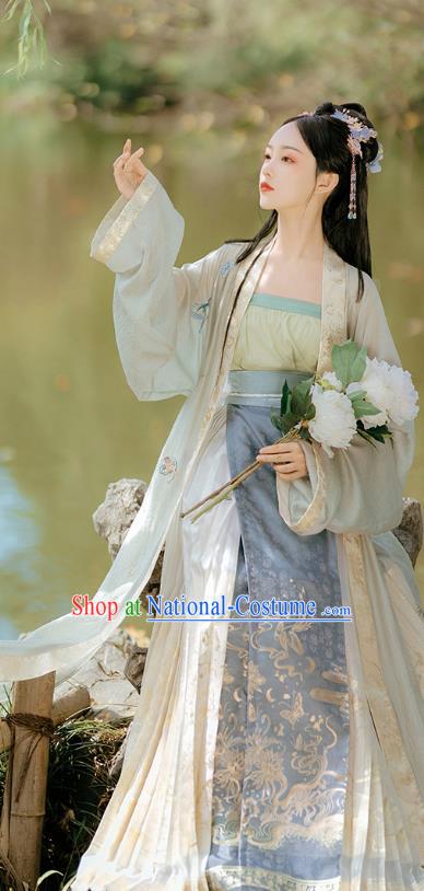 China Traditional Song Dynasty Patrician Lady Replica Clothing Ancient Princess Embroidered Costumes