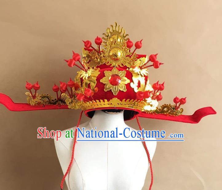 Chinese Beijing Opera Headwear Peking Opera God of Wealth Hat