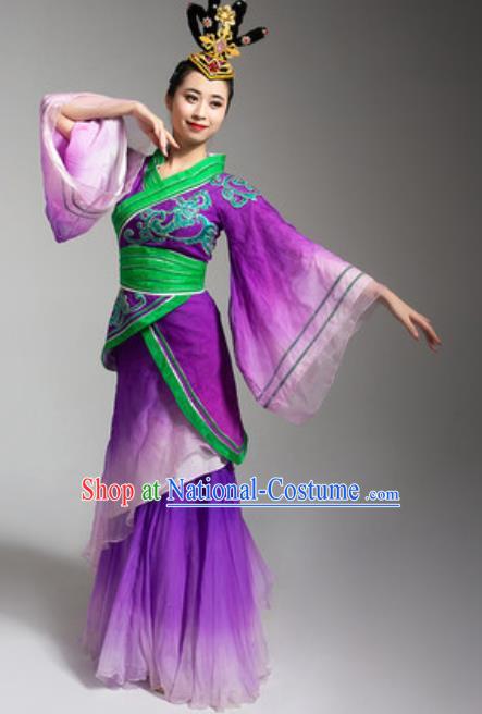 China Fairy Dance Purple Hanfu Dress Classical Dance Costume Stage Performance Goddess Clothing