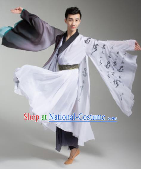 Chinese Classical Dance Costumes Male Ink Dance Clothing Martial Arts Garment for Men