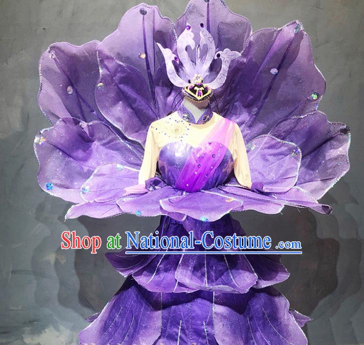 China Spring Festival Gala Opening Dance Purple Peony Dress Modern Dance Stage Performance Costume