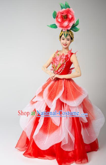 China Modern Dance Stage Performance Costume Spring Festival Gala Opening Dance Red Dress