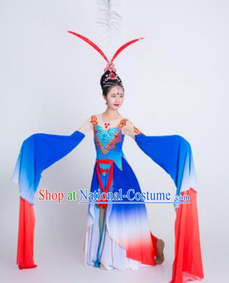 China Water Sleeve Dance Costume Classical Dance Stage Performance Blue Dress