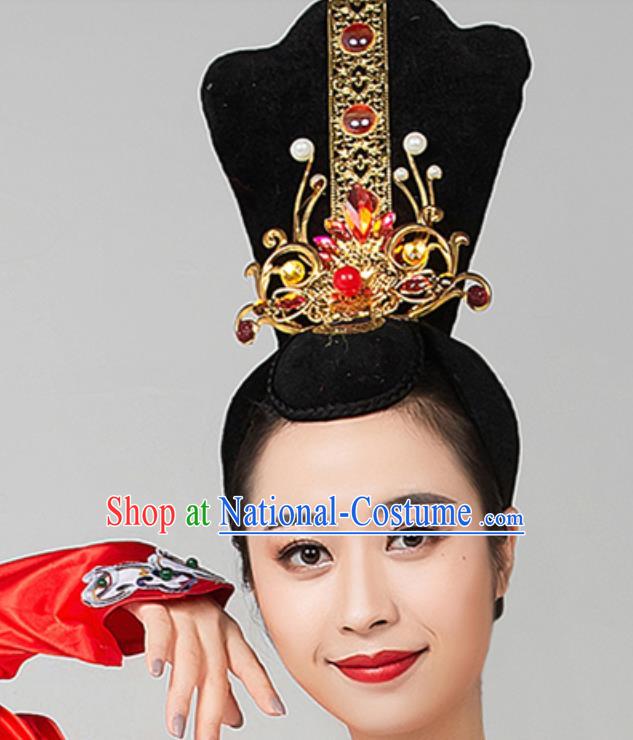 China Handmade Classical Dance Hair Accessories Traditional Tang Dynasty Court Dance Wigs Chignon