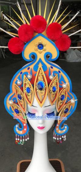 China Traditional Beijing Opera Actress Headwear Handmade Classical Dance Swordswoman Helmet