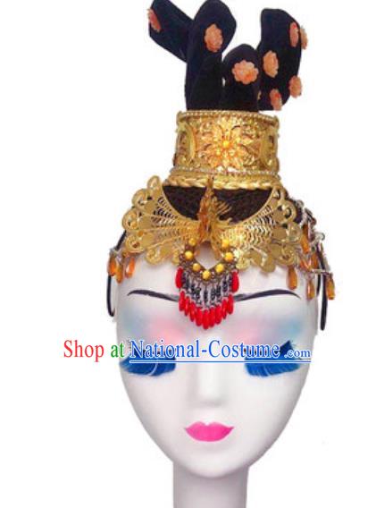 China Handmade Fairy Dance Wigs Chignon Traditional Court Dance Hair Accessories