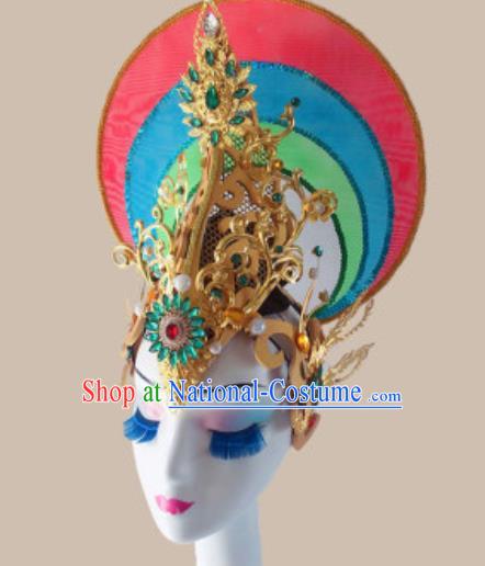 China Handmade Goddess Dance Stage Performance Hair Crown Classical Dance Hat Headdress