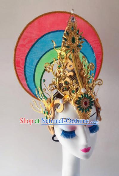 China Handmade Goddess Dance Stage Performance Hair Crown Classical Dance Hat Headdress