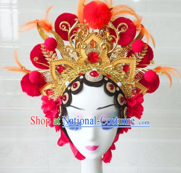 China Handmade Classical Dance Stage Performance Hat Traditional Beijing Opera Actress Headdress