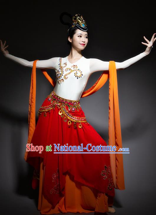 China Classical Dance Costume Flying Apsaras Dance Stage Performance Red Dress