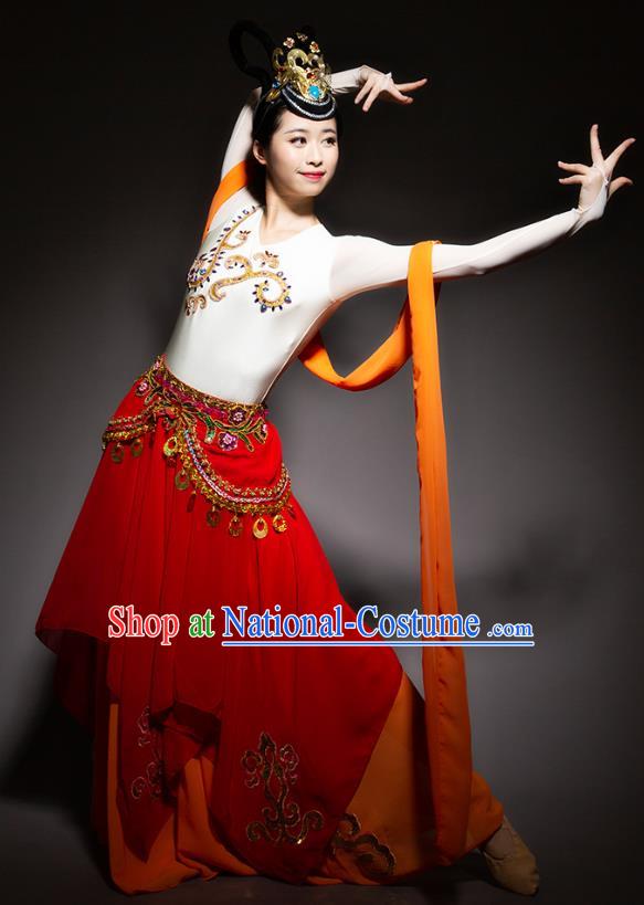 China Classical Dance Costume Flying Apsaras Dance Stage Performance Red Dress