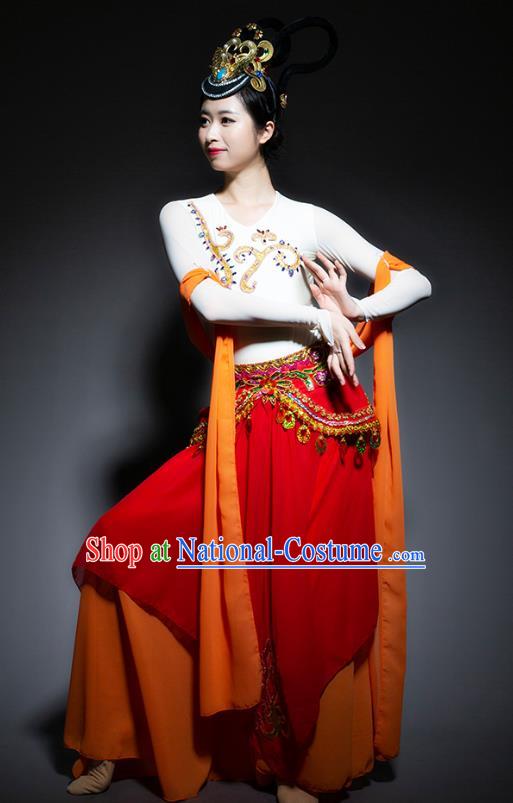 China Classical Dance Costume Flying Apsaras Dance Stage Performance Red Dress